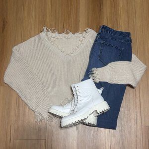 SHEIN beige distressed sweater